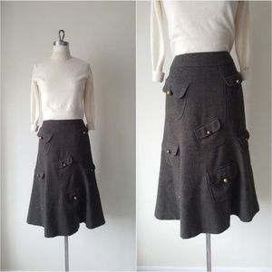 Moschino Cheap & Chic Green Wool Military Skirt US